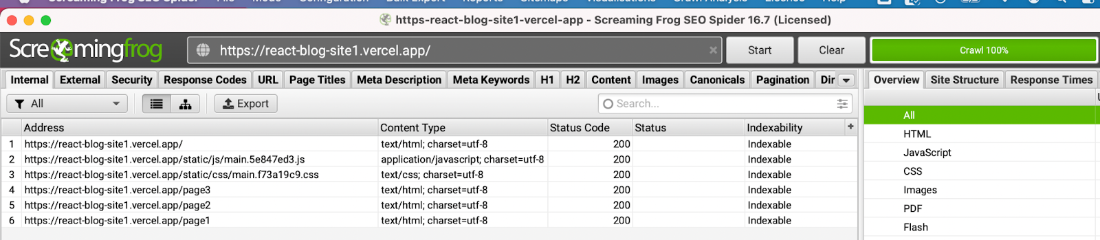 Crawling with Screaming Frog and rendering JavaScript