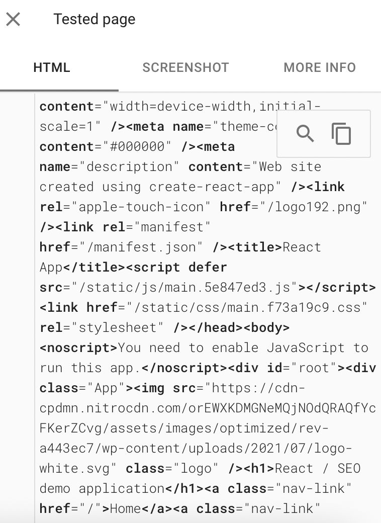 Source code from Google Bot render
