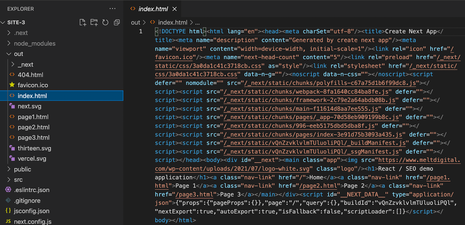 Source code for static site generation