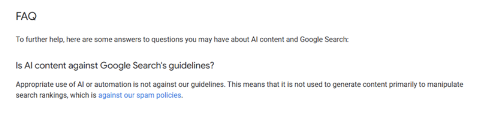 GSC blog post about AI content - 2