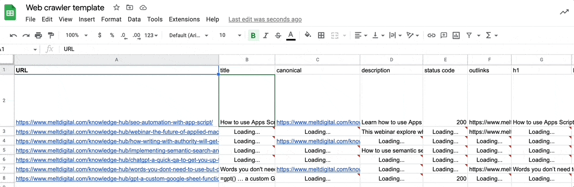 Web crawlers using Apps Script
