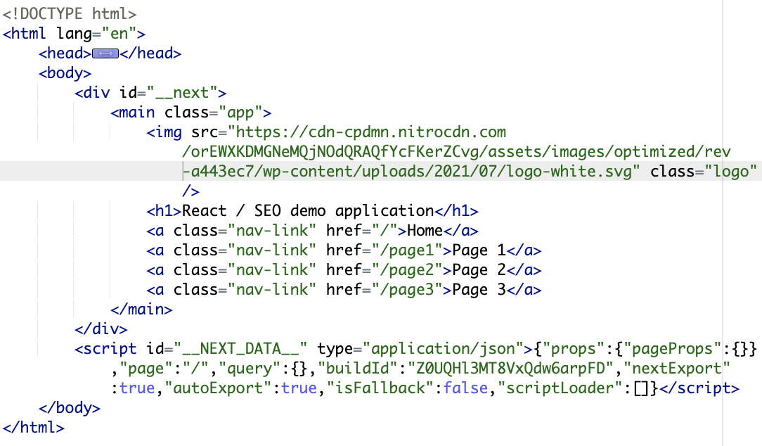Server side rendering source code